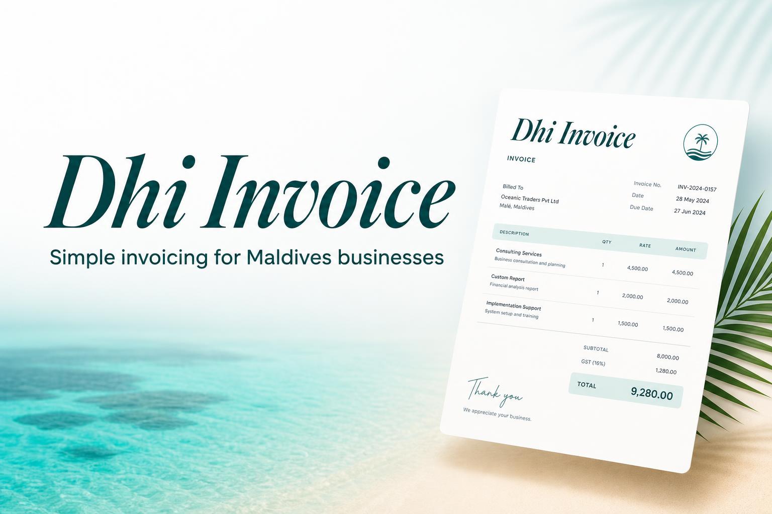 Diw Invoice Dhi Invoice — Invoices, vouchers & guest registration for Maldives